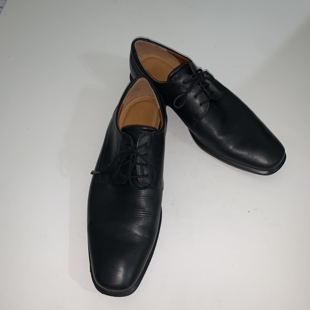 ECCO Shoes Mens Size 12 Black Leather Derby Dress Lace Up Comfort EU 46 BIOM